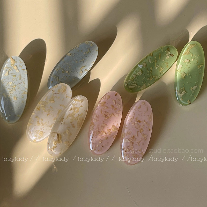 Jasmine milk green ~ Zhao Lusi's same hairpin cute bangs clip dopamine color quicksand duck bill clip female simple