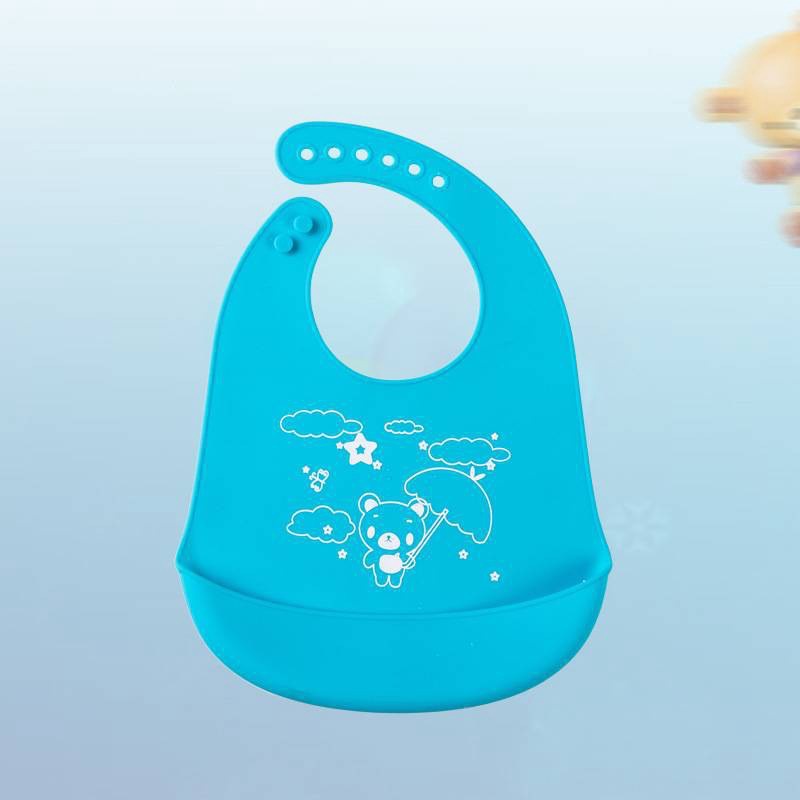 Silicone Toddler Feeding Bibs: Waterproof, Adjustable, Cartoon Design with Pocket