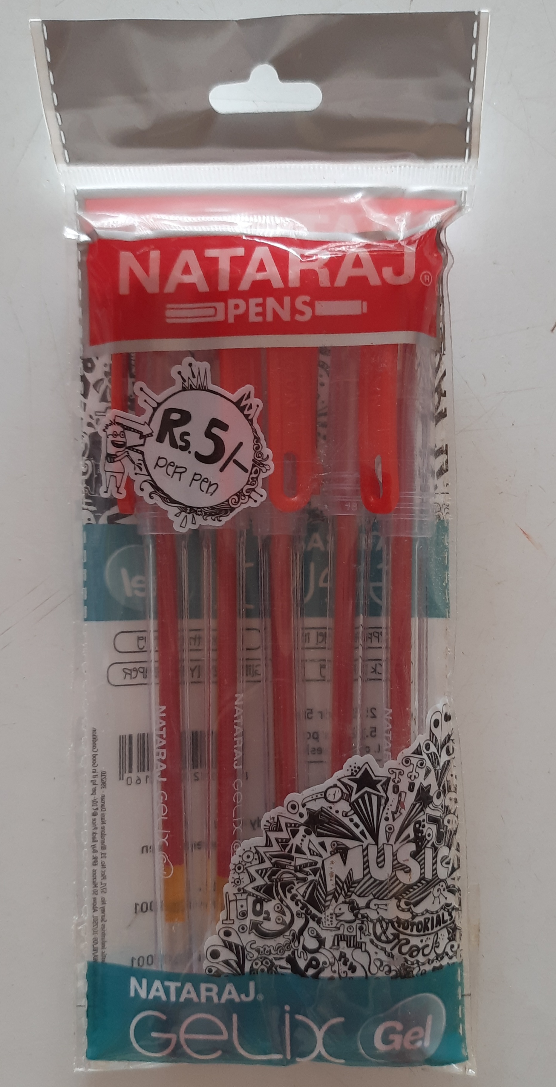 Nataraj Gel Pens 5Pcs Red