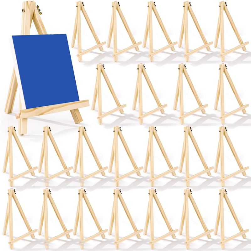24Pack 9 Inch Wooden Easel for Painting Canvas, Art,Tripod,Painting Party Easel, Kids Student Desktop Easel for Painting Easy to Use