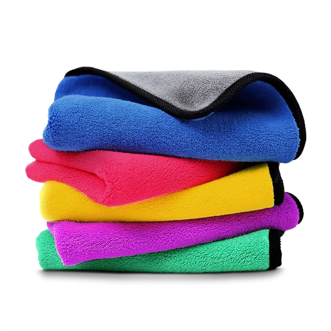 Cleaning Towel Microfiber Cloth (Pack of 3) Highly Absorbent Dust Towels For All Vehicles Bikes Cars Glass Kitchens - Multicolour