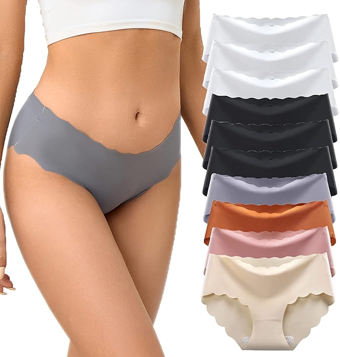Women's Seamless Underwear No Show Bikini Panties - Breathable Ice Silk Soft Stretch Hipster Underpants (1 Piece, Multiple Colors Available)