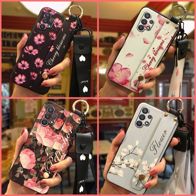 Fashion Design Flower Phone Case For Samsung Galaxy A32 5G/SM-A326B/M32 5G-India Dirt-resistant Soft case Lanyard ring