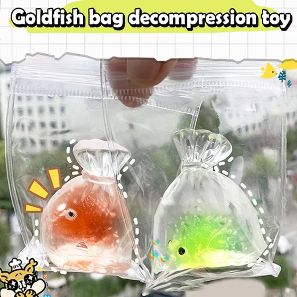 2Pcs New TPR Goldfish Bag Squeeze Toys Pinching Soft Goldfish Decompression Toys Mini Cute Stress Toy