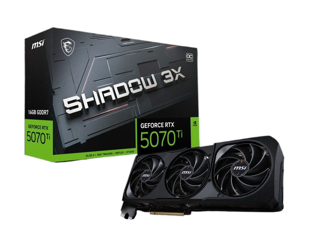 MSI RTX 5070 Ti 16G SHADOW 3X OC Graphics Card (16GB GDDR7 | 256-bit | 2497 MHz Core Clocks | Triple FAN)