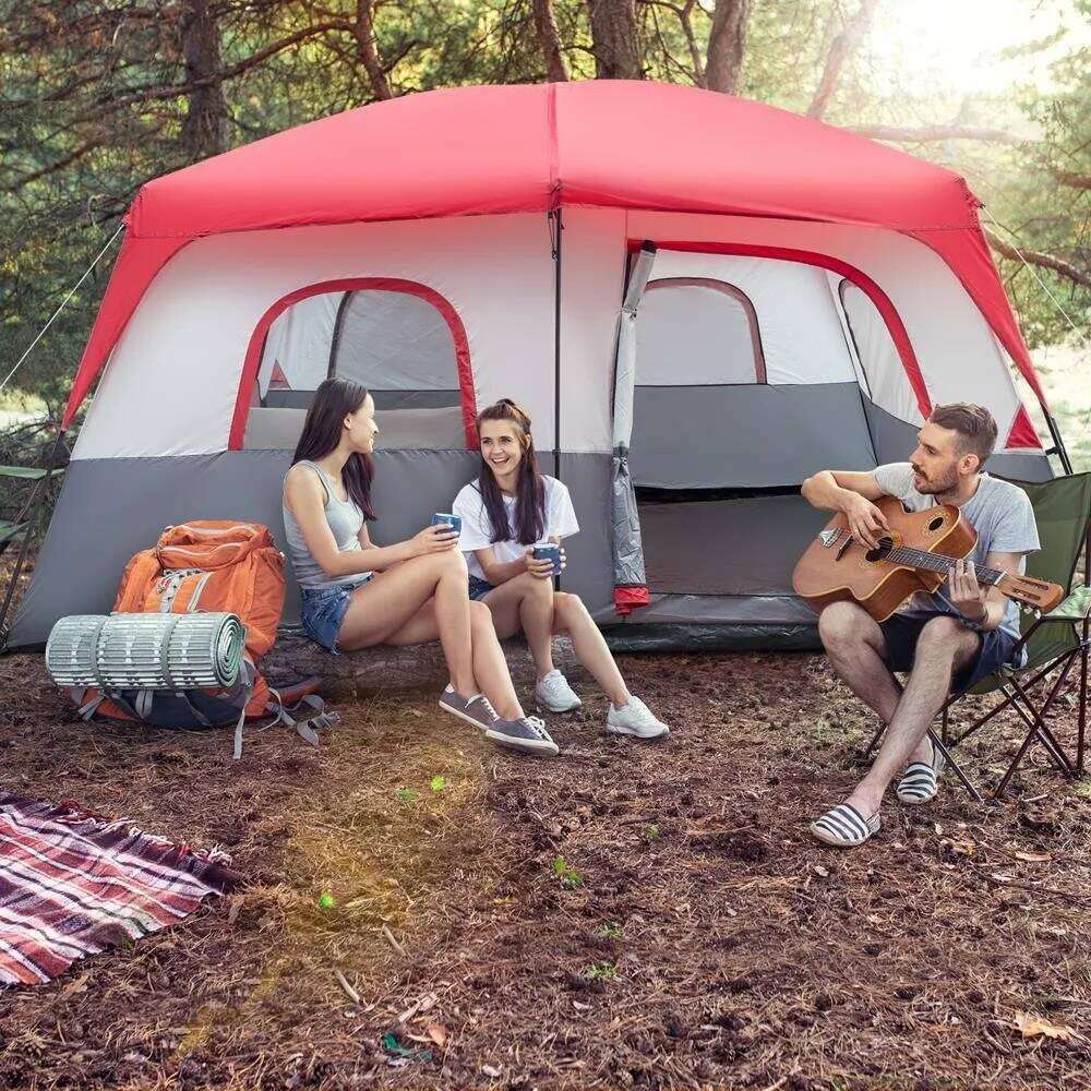 14 Persons Pop Camping Tent 2 Rooms Easy Up Instant for Family