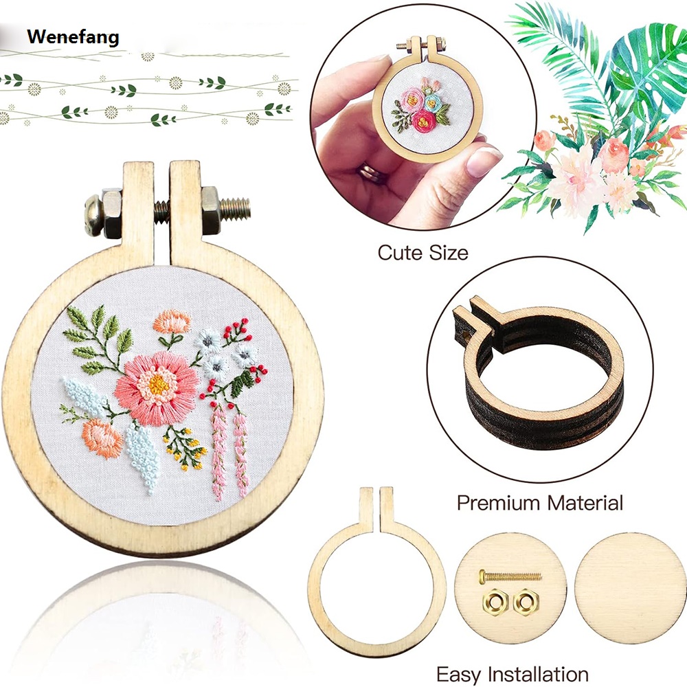 Wenefang 10Pcs/Set Wooden Mini Embroidery Hoop Ring Cross Stitch Frame New Crafts DIY For Needle Arts Fabric Painting Wall Decoration