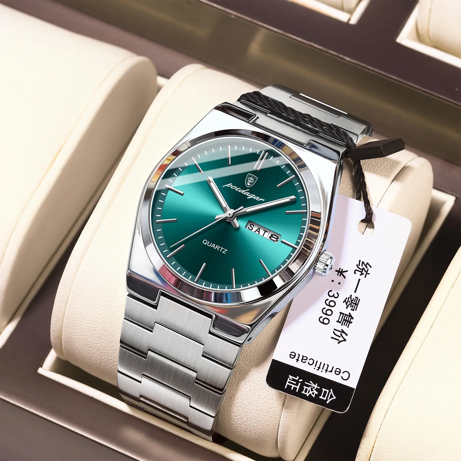 POEDAGAR brand fashionable waterproof date quartz men's watch