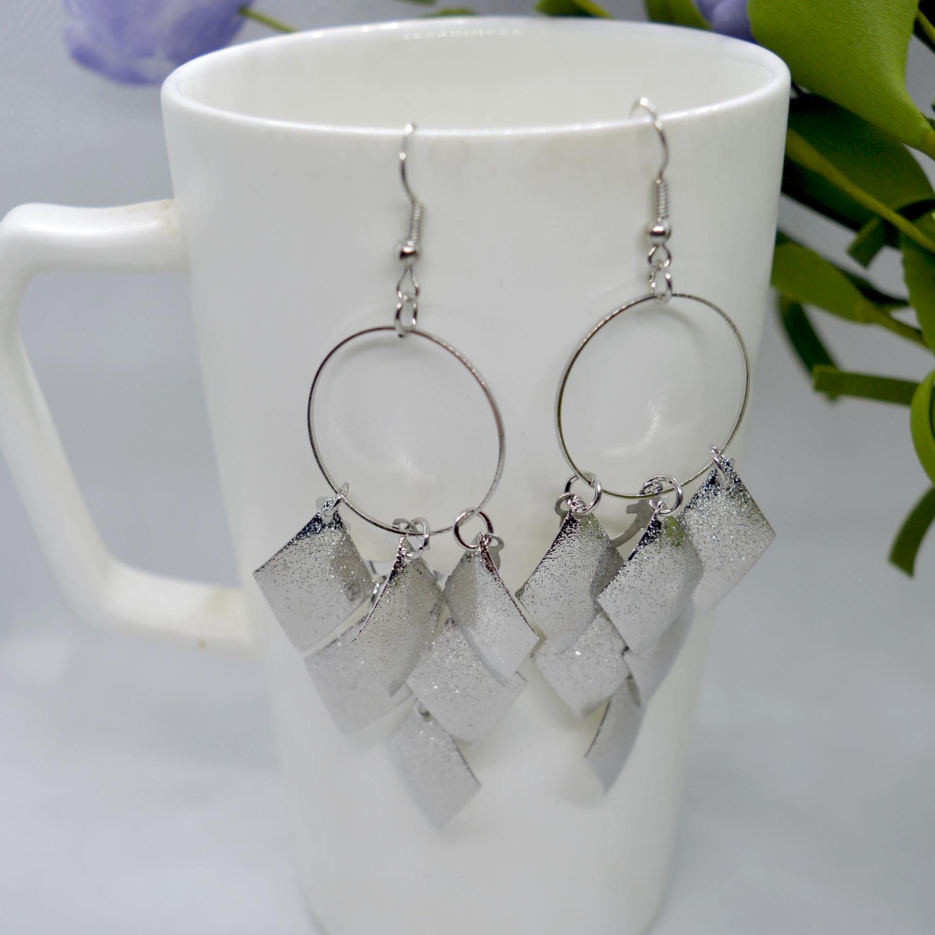 Golden/Silver Leaf Drop Chandelier Dangling Earrings
