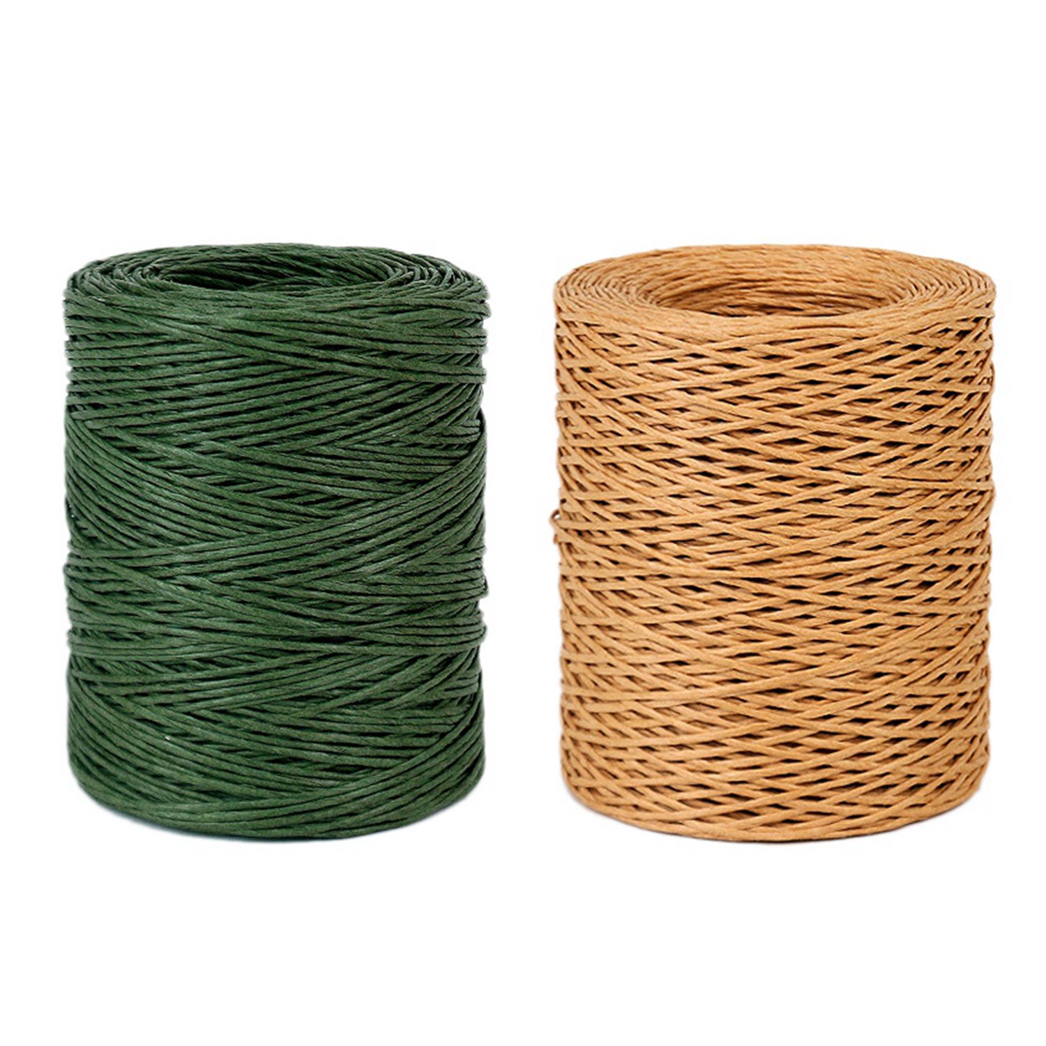 2x 1.0mm Light Brown/Green Floral Bind Wire Wrap Twine Handmade Iron Wire Paper Rattan for Length: 210M