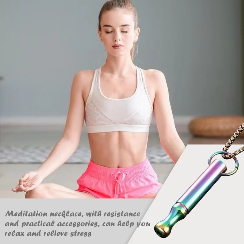 Personality Whistle Mindfulness Breathing Necklace Breathing Resistance Stainless Steel Breathwork Meditation Necklace Jewelry Ornament Yoga Meditation Pendants Friends Birthday Gift