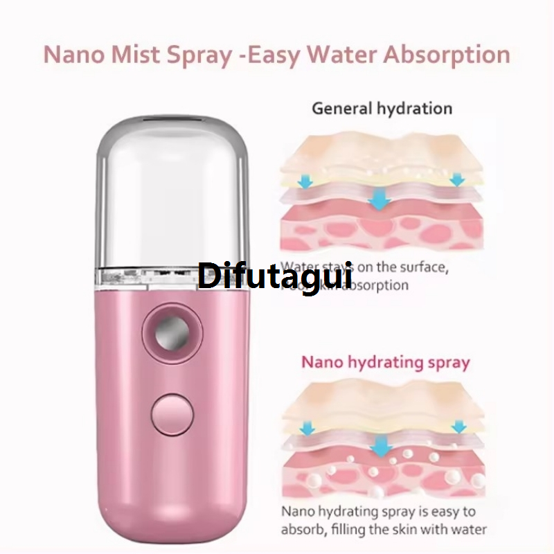 Difutagui Portable 30ml Mini Humidifier Home Portable Rechargeable Small Facial High Quality Steamer Wireless Nano Personal Face Hydrat mener Cool Mist Maker