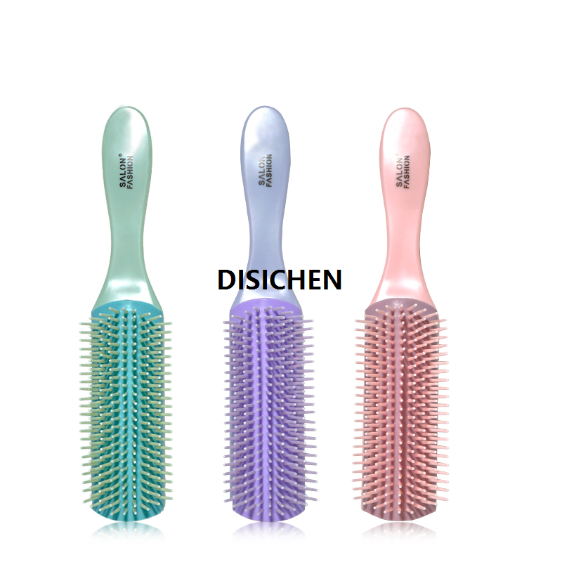 DISICHEN 6 Colors 9-Rows Detangling Hair Brush Denman Detangler Hairbrush Scalp Massager Salon Hairdressing Straight Curly Wet Hair Comb Hot Selling