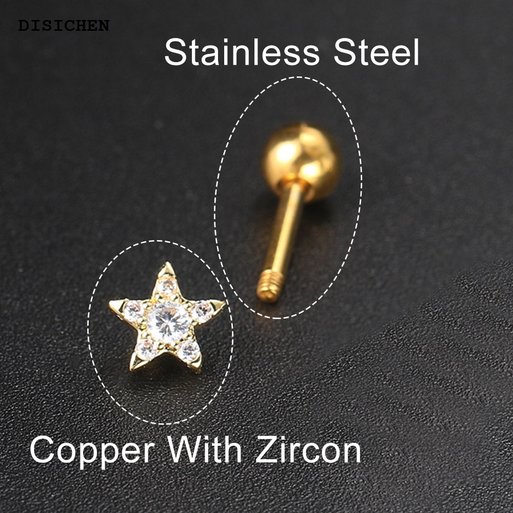 DISICHEN Sales promotion 1PC Matching Dainty Piercing Ear Lobe Daith Earrings for Women Helix Rook Conch Tragus Flat Stud Earing Fashion Jewelry