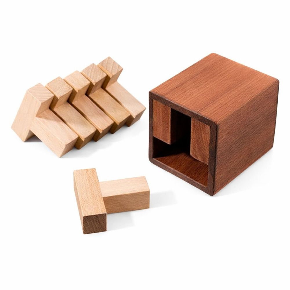 Creative High Difficulty T-shaped Puzzle Six T Puzzle IQ Test Toys Educational Puzzle Toys Brain Teaser Stress-relieving Luban Lock Toys Gifts