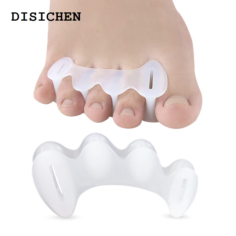 DISICHEN Original 2Pcs=1Pair Hard Silicone Toe Finger Separator 3 Hole Hallux Valgus Orthopedic Spacers Bunion Overlapping Hammer Foot Corrector