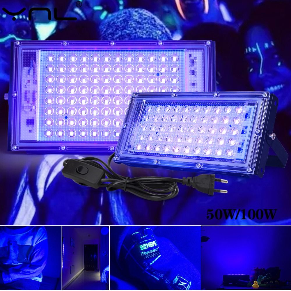 Portable Effect Light UV Floodlight 50W/100W 120 Glow UV Lamp 395nm UV Stage Lamp Home