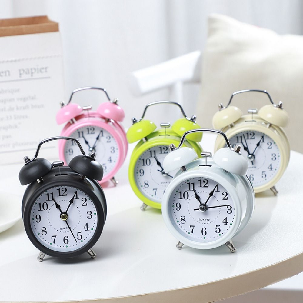 Vintage Creative Classical Alarm Clock 3in Mute Type Retro Alarm Clock Metal Frame Double Bell Bell Alarm Clock Clock Ornament