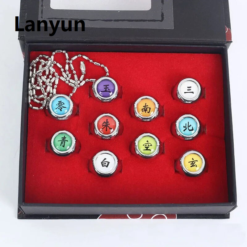 Lanyun Anime Naruto Cosplay Ring Set Akatsuki Itachi Ring For Women Men New style Metal Finger Jewelry Accessories Cool Best Friend Child Gift