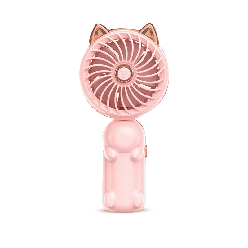 1 PCS Mini Fan Foldable Small Fan with Cat Ears with USB Rechargeable Battery (Pink)