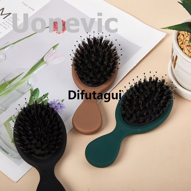 Difutagui Mason hair brush salon electric hair scalp massage mini anti-static Luxury Luxury wild boar bristle nylon 1PC oval hair care styling tool