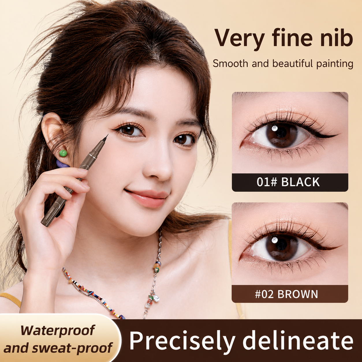 1 Piece Long Lasting Waterproof Ultra Thin Marker Eyeliner Pen - Precision Eye Liner for Smooth & Defined Makeup (Bobeini / Vbox / Gecomo Options Available)