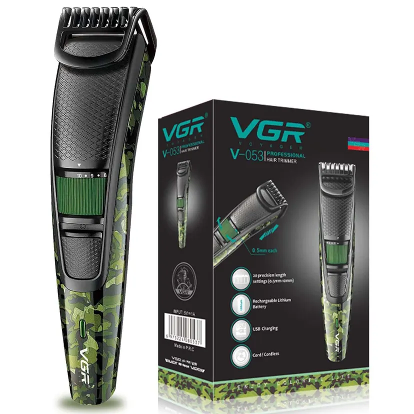 VGR V-053 Camouflage Professional Rechargeable Hair Clipper Runtime 90 min Trimmer for Men (Multicolor)Army Colour