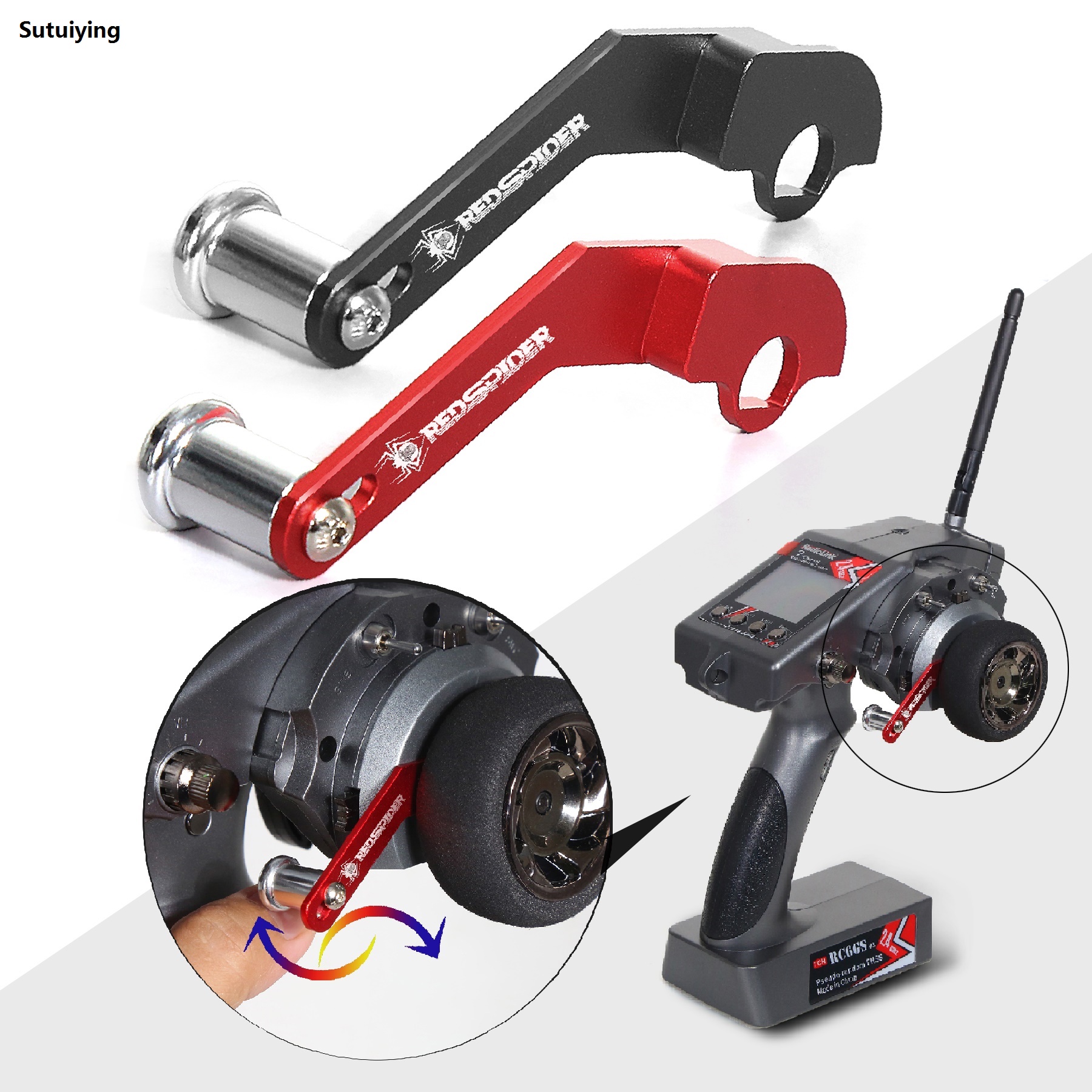 Sutuiying RED SPIDER CNC Aluminum Alloy Metal One Handed Remote Sales promotion Control for Ledi RC6GS RC4GS Remote Control Upgrade
