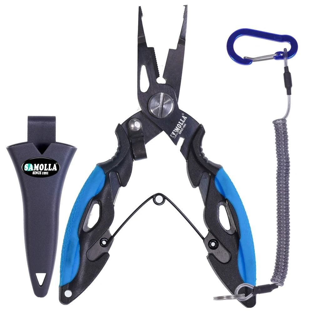 Convenient Stainless Steel Fishing Pliers with Non-Slip Handle and Hook Remover - Durable and Multifunctional Fishing Scissors