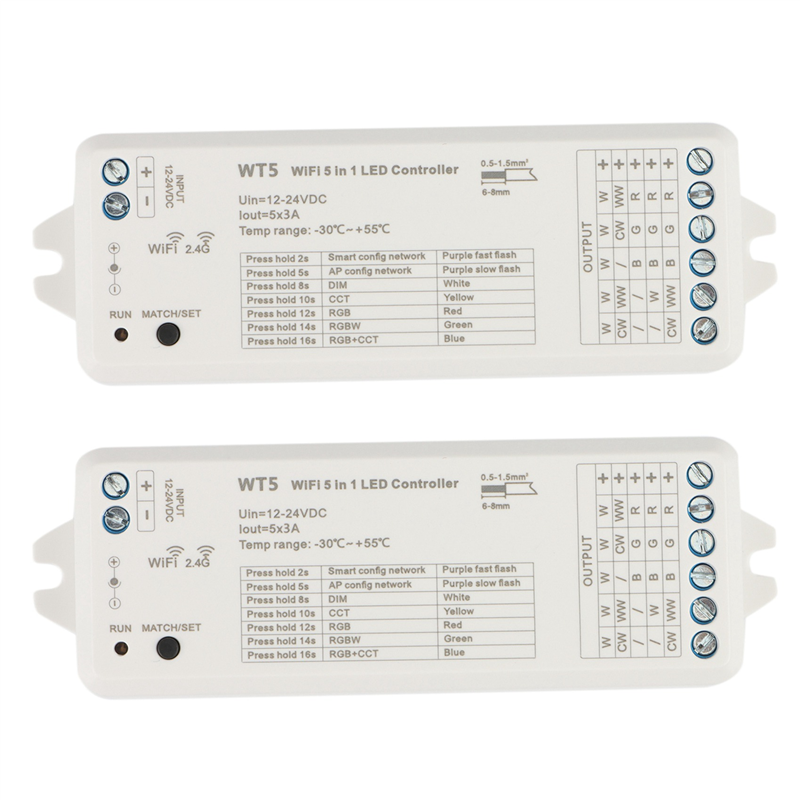 FORIDE 2X Tuya LED Controller 5 in 1 Dimmer CCT RGB RGBW RGBWW RGBCCT Strip Smart Life Wifi 2.4G RF Remote Controller 12-24V