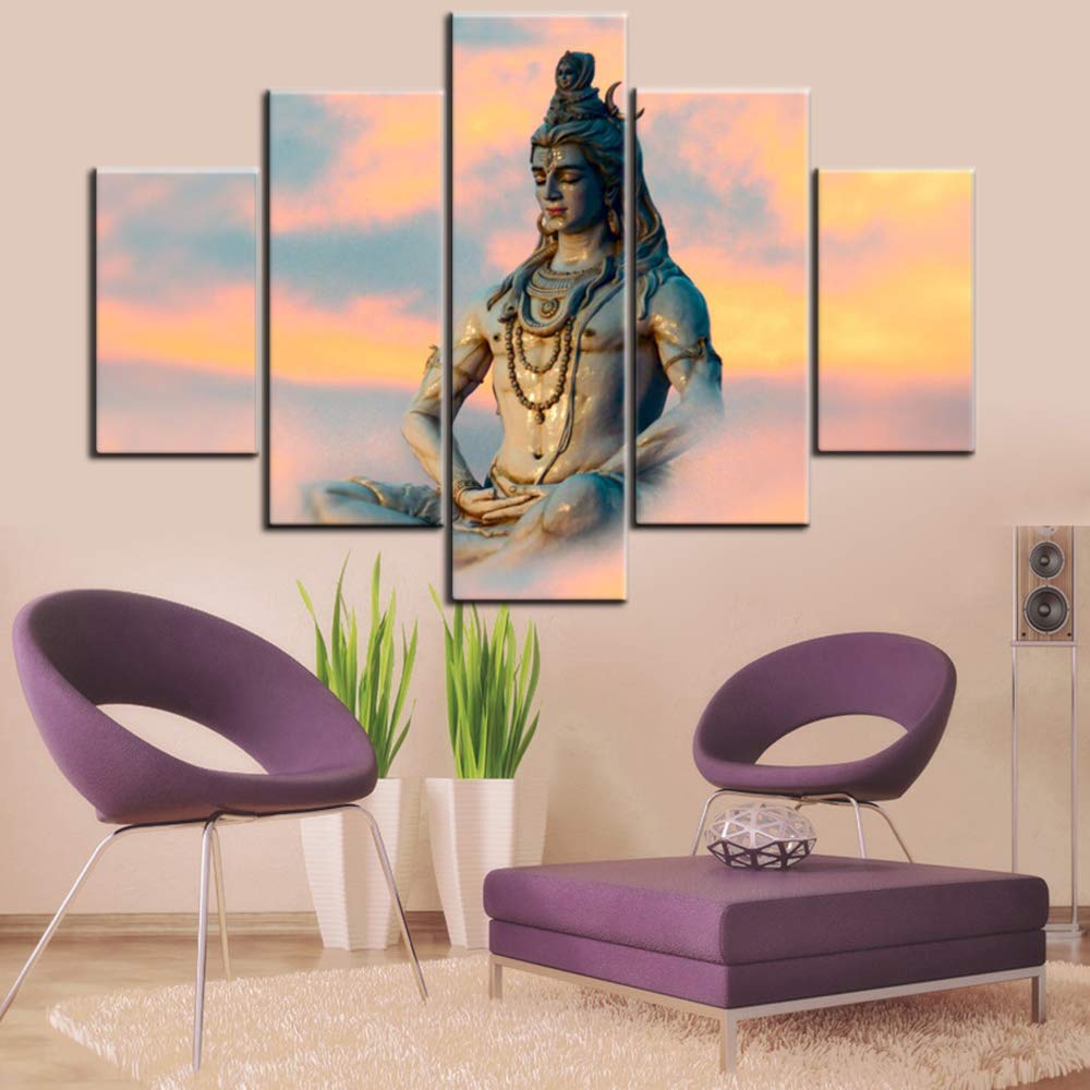 5 Piece Panel Krishna Love Real Canvas By Shreeniti