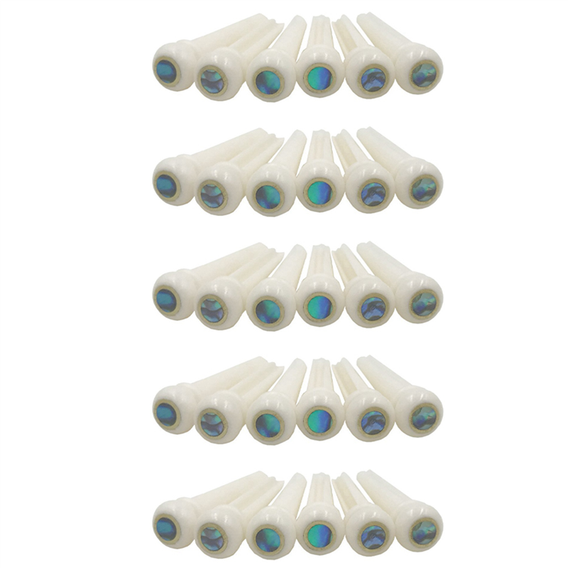 fasdaga 5X Guitar Bone Bridge Pins with 5.3mm Position Abanlone Dot for Acoustic Guitar Parts Replacement