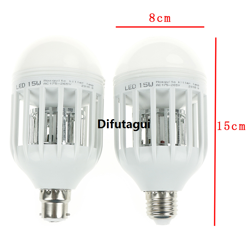 Difutagui 2 in 1 E27/ B22 15W Mosquito Killer Bulb Electric Trap Electronic Special Lamp Light Anti Insect Bug Led Repellents Pest Control