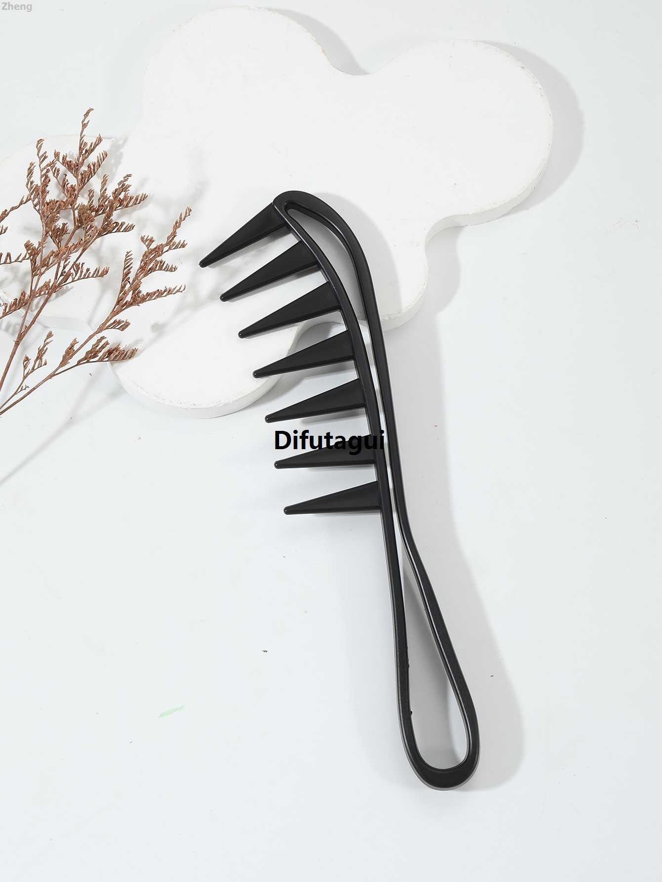 Difutagui Zheng Hair comb: 1 piece of large tooth roll on the handle handle of the back 【2025 Luxury Version】 of the head, 1 piece of thick handle hand styling comb, wide tooth comb