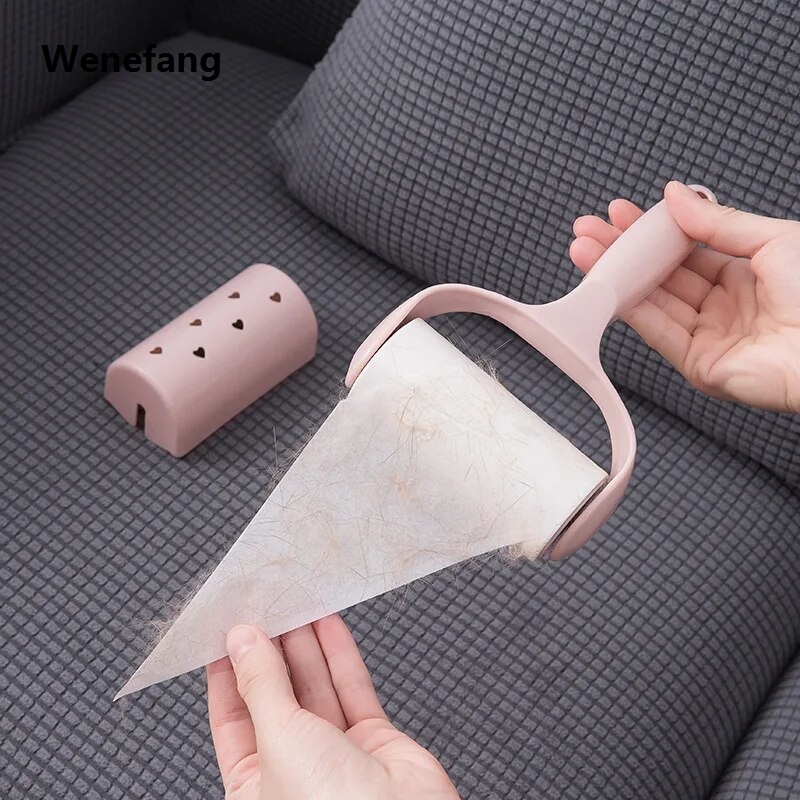 Wenefang transparent bag Self produced portable adhesive clothing pet hair roller hair remover drum dust removal brush