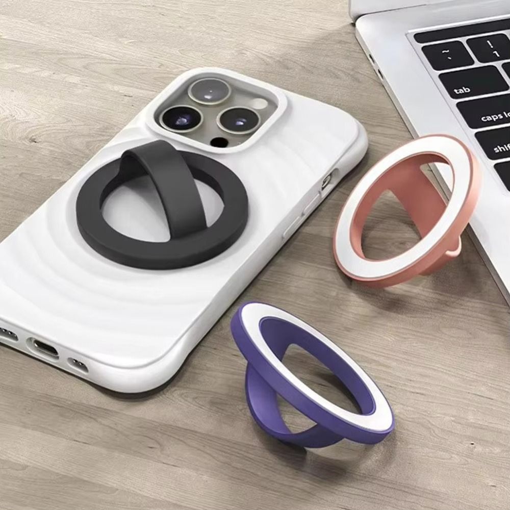 Portable For Magsafe Magnetic Phone Back Grip Metal Plate Ring Strong Adsorption Finger Ring Holder Creative Soft Phone Mount Universal