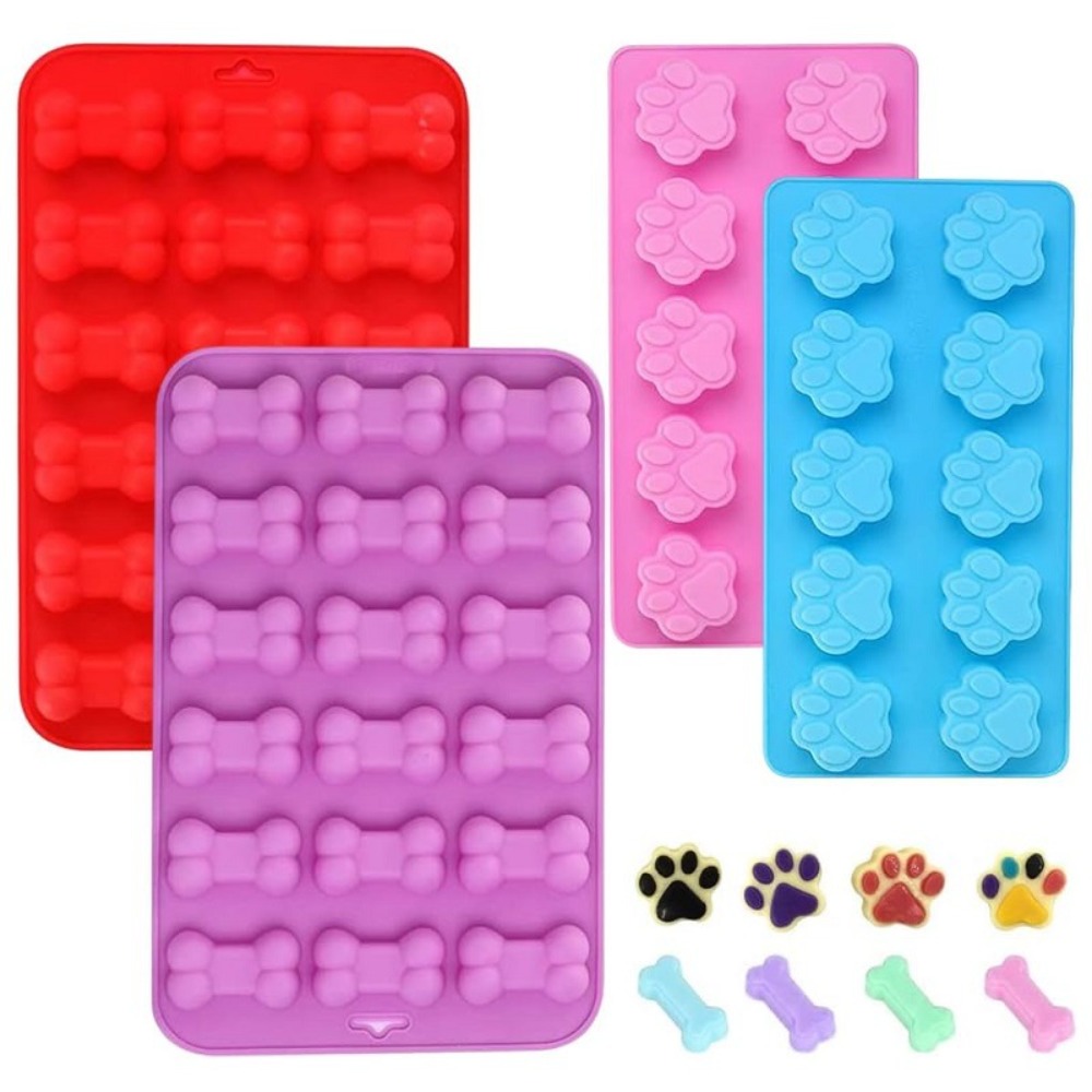 Puppy Silicone Bone Ice Trays High Temperature Resistance Rectangle Dog Paw Baking Moulds Easy Demoulding DIY Candy Mold Jelly