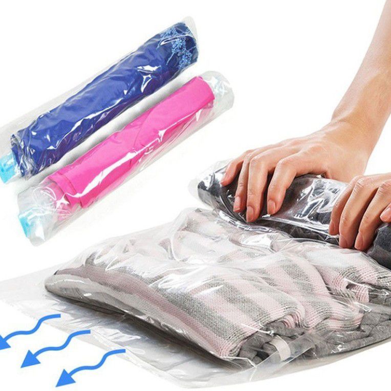 2pcs Travel Space Saving Hand Roll Up Roller Seal No Vacuum Storage Bag