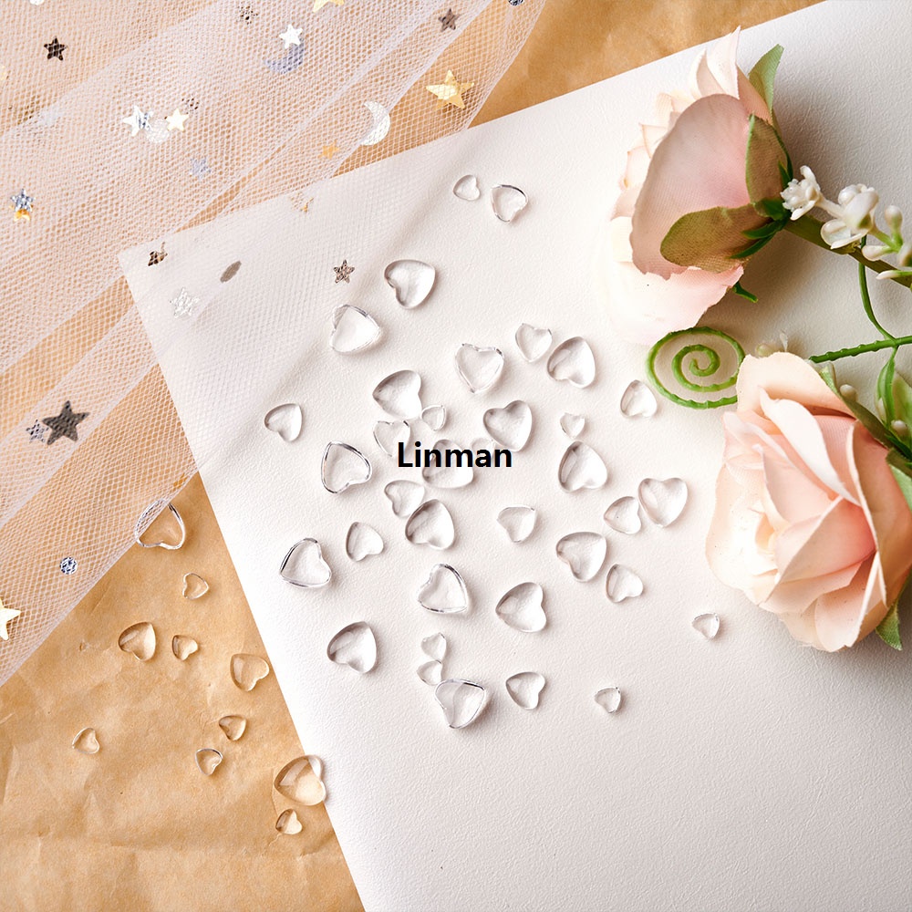 Linman 100pcs 3D Transparent Love Heart Charms For Nail Art Decoration2025 New Clear Resin Nail Charms Rhinestone Jewelry for Manicure Access