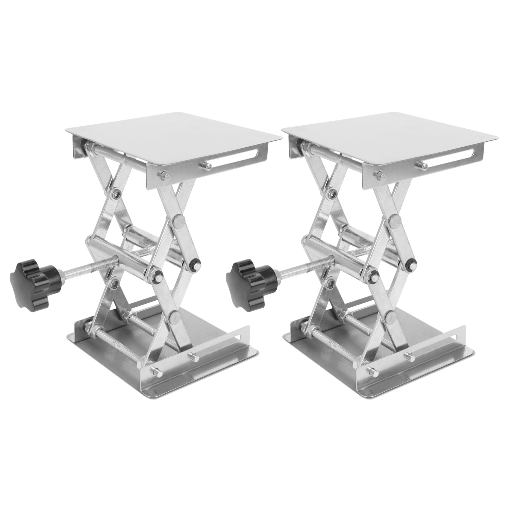 fasdaga 2X Scientific Lab Jack-100 x 100mm Stainless Steel Lab Stand Table Rack Scissor Lab-Lift Lifter for Science Experiment