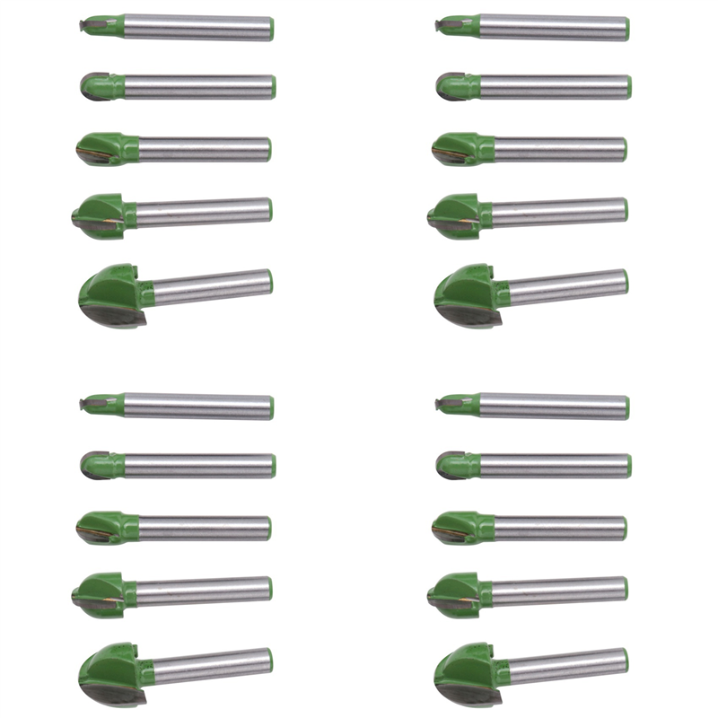 JAERBEE 20Pcs 6Mm Shank Ball Nose Router Bits Set End Mill Round Cove Box Solid Carbide CNC Radius Core Milling Bit