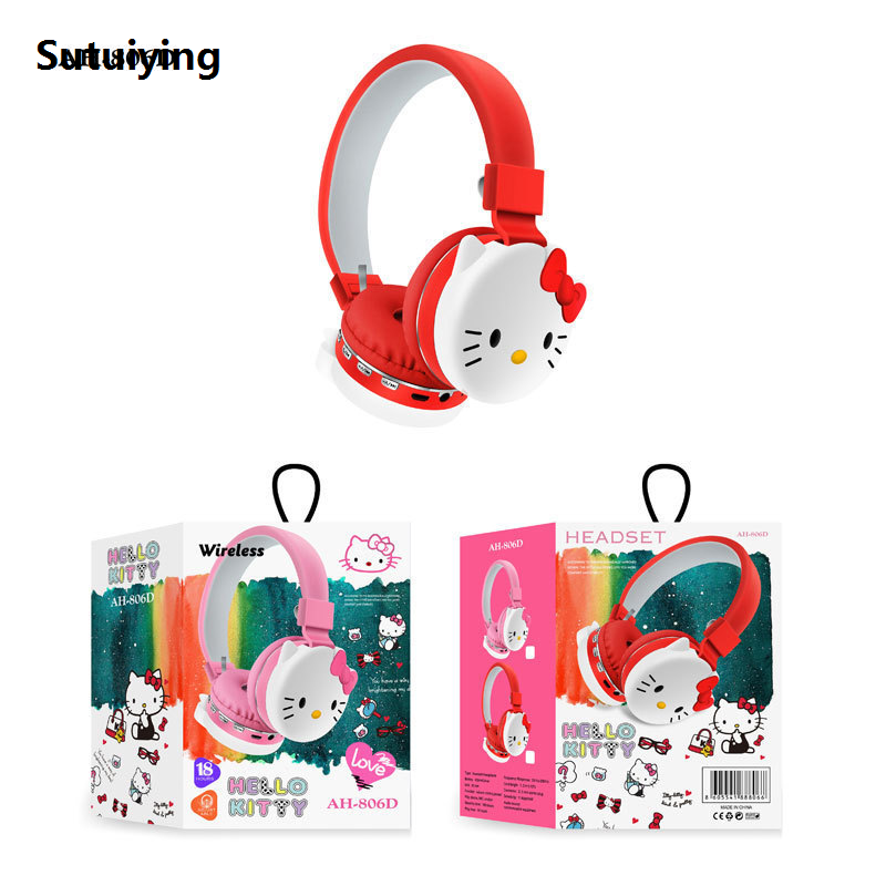 Sutuiying Hello Kitty Bluetooth Headphone Wireless Headsets Anime Stereo 2025 New Headset Earphone With Mic Fashion Y2k Friends Birthday Gifts