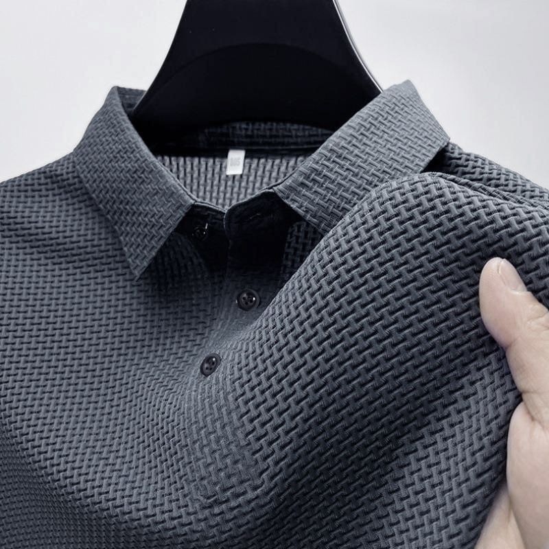 Summer Stylish Ice Silk Fabric Polo T-Shirt For Men - image 1