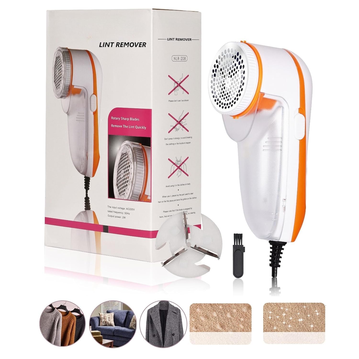Electric Lint Remover with Rotary Sharp Blades, Direct Plug Connection, Lint Remover for Clothes Fabric