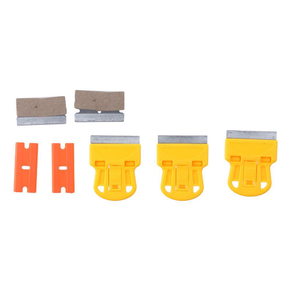 8Pcs and 10Pcs Oven Scraper Mini Razor Blades Scraper with Metal Blades Yellow Scraper Tool Plastic Cleaning Scraper Tool Vinyl