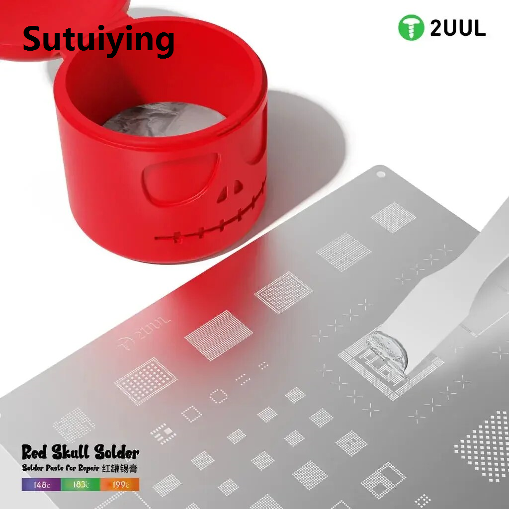 Sutuiying solder paste 2UUL 1Pcs 50g Solder Paste Red Skull Solder 148 183 199℃ Tin Paste Low/middle Temperature for SMD CPU BGA Soldering Repair Toolshand tools