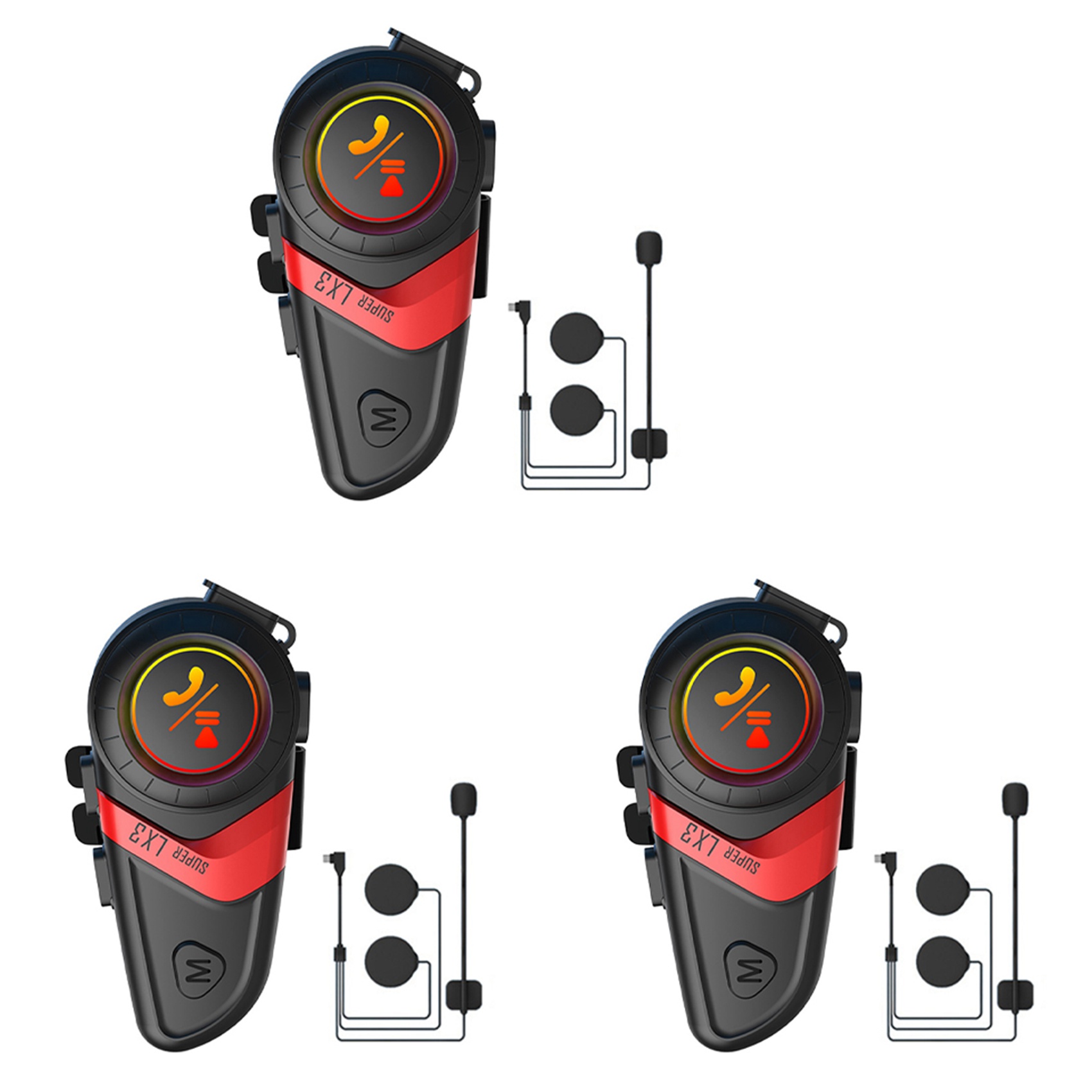 OYPFXMI 3X LX3 Helmet Bluetooth Headset 1200MAH Motorcycle BT5.0 Wireless Hands-Free Call Stereo Anti-Jamming Headset-A