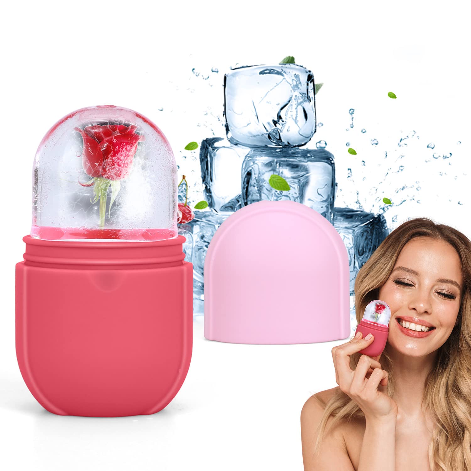 Ice Roller Mold for Face with Funnel Reusable Silicone Ice Roller