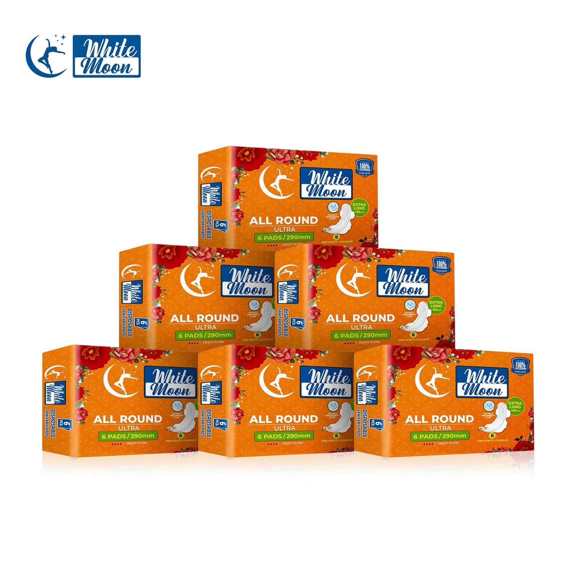 WhiteMoon UltraThin Series All Round 290MM Sanitary Pads 6 Pcs Pack of 6