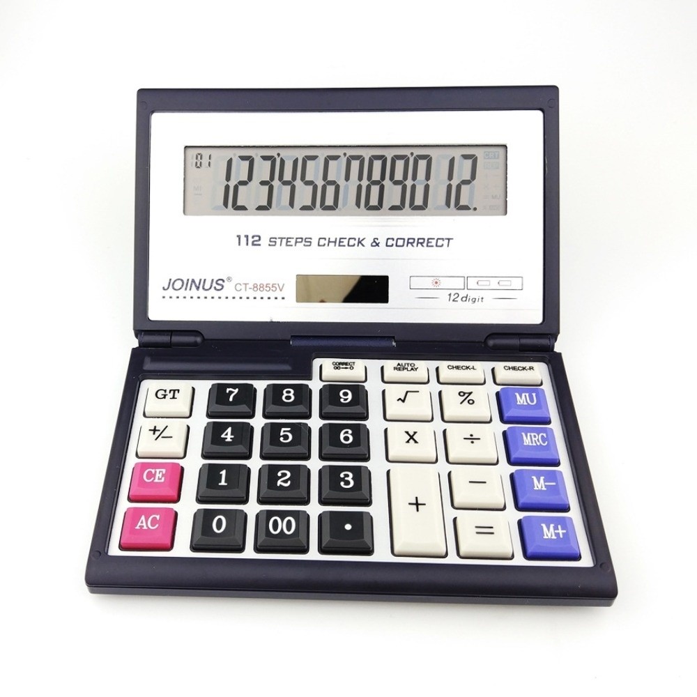 Easy To Use Foldable Folding Flip Calculator 12 Digits Multifunctional Solar Calculator Portable Large Screen Financial Office Calculator Student Tools